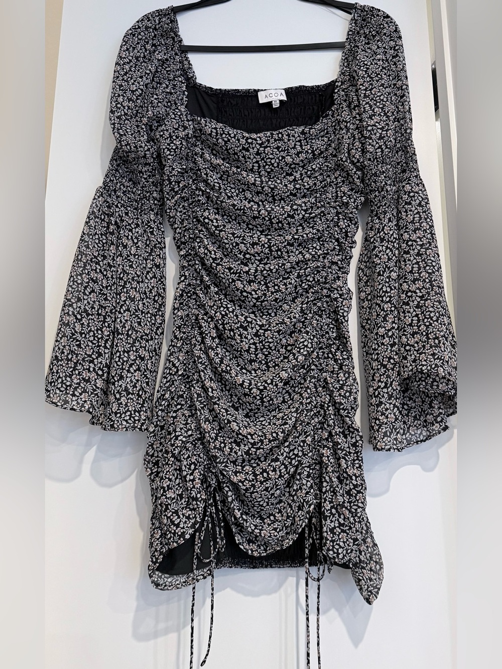 Black Floral Print Mini Dress - Picture 3 of 3
